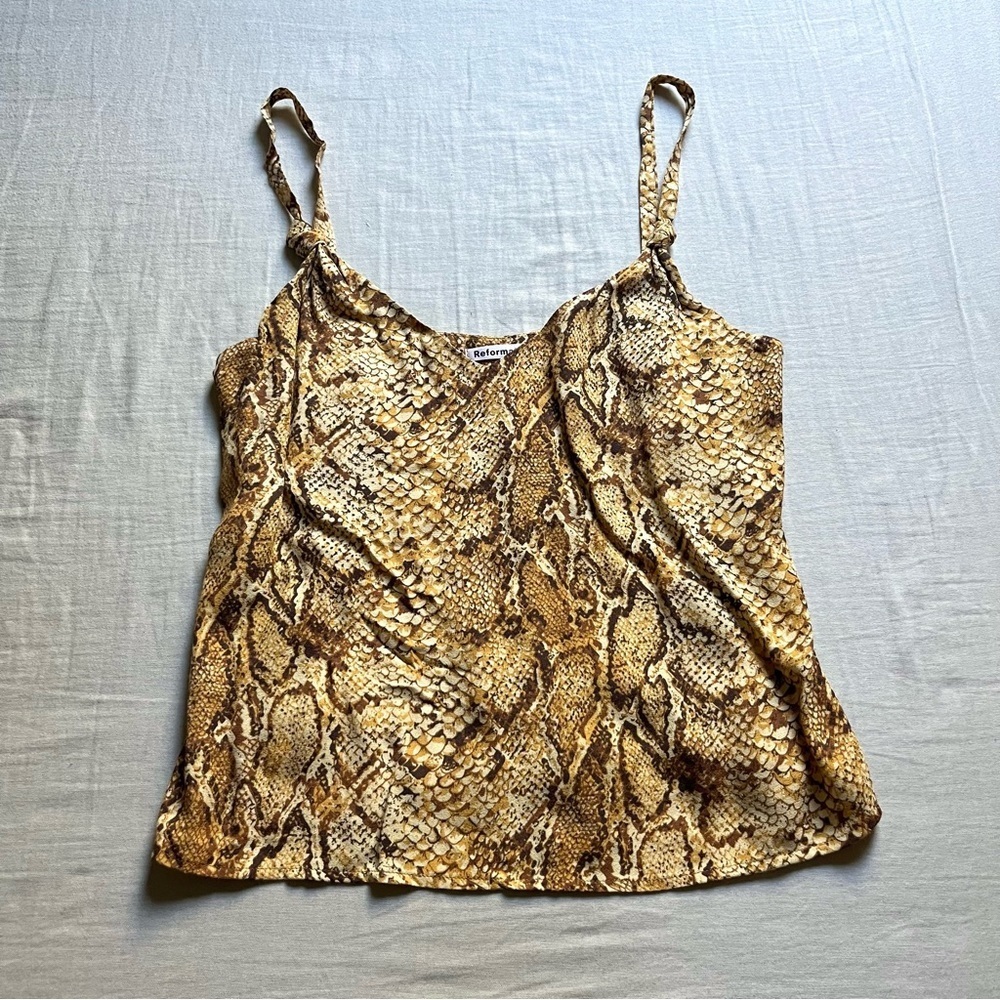 Reformation yellow‎ snake python animal print tank top